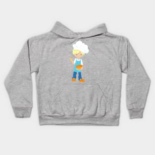 Baking, Baker, Pastry Chef, Cute Boy, Blond Hair Kids Hoodie